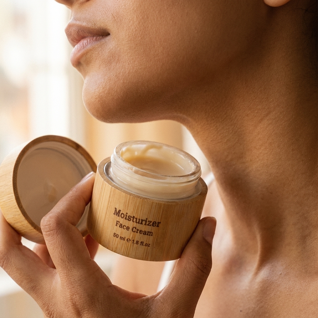 Model_holding_Alirio_moisturizer